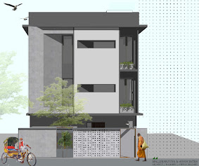G+3 Narrow-plot Residence render